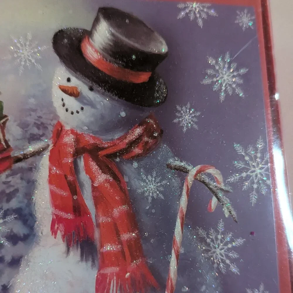 NWT 16 Glitter Snowman Christmas Cards American Greetings Sealed Box Holiday NIB